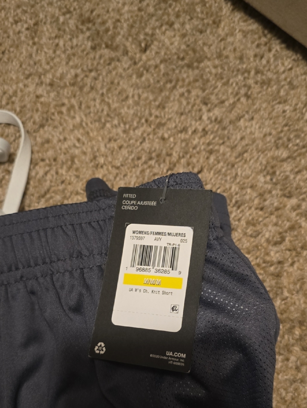 Under Armour Men's Navy Athletic Shorts with White Drawcord - Picture 3 of 3